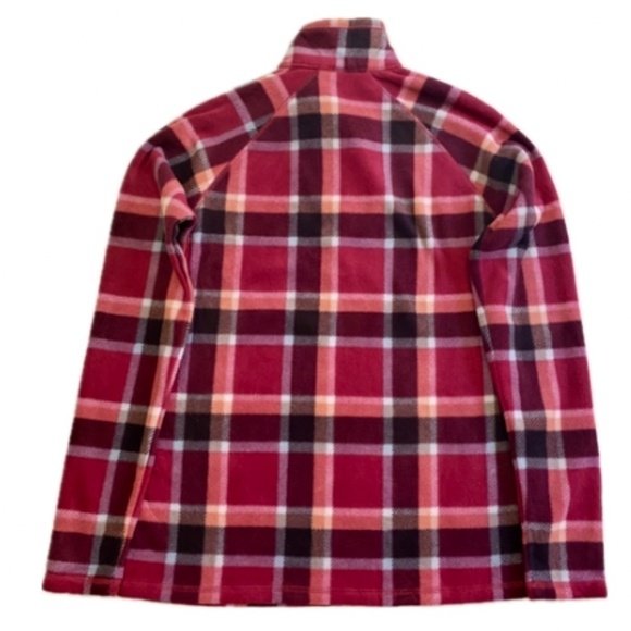 Eddie Bauer Fleece Quarter Zip Pullover Long Sleeve, Red/Pink Plaid, X-Small NWT - Picture 6 of 11